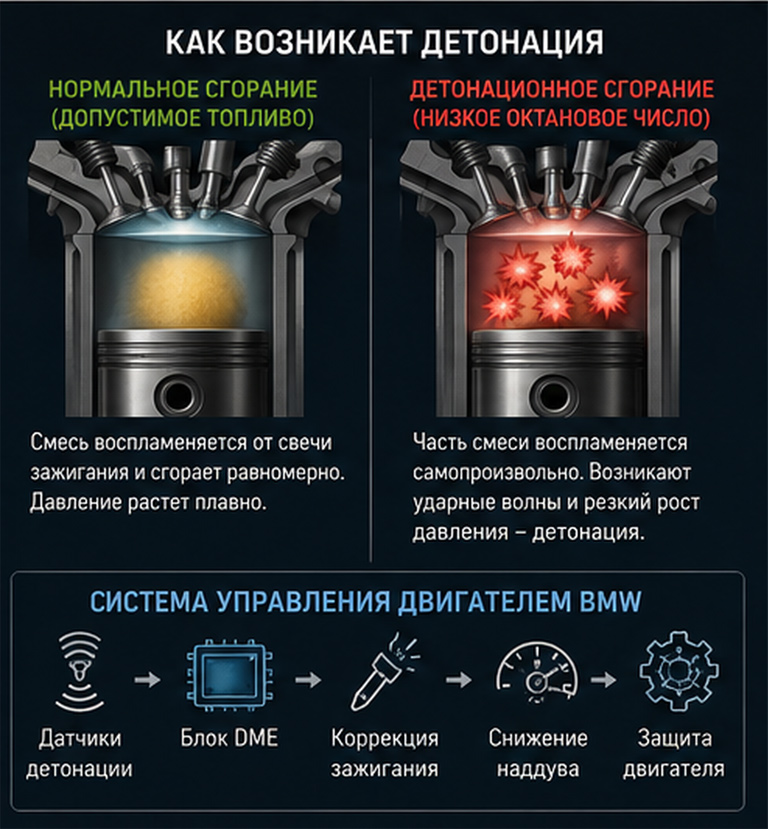 Как возникает детонация в двигателях БМВ Как возникает детонация в двигателях БМВ