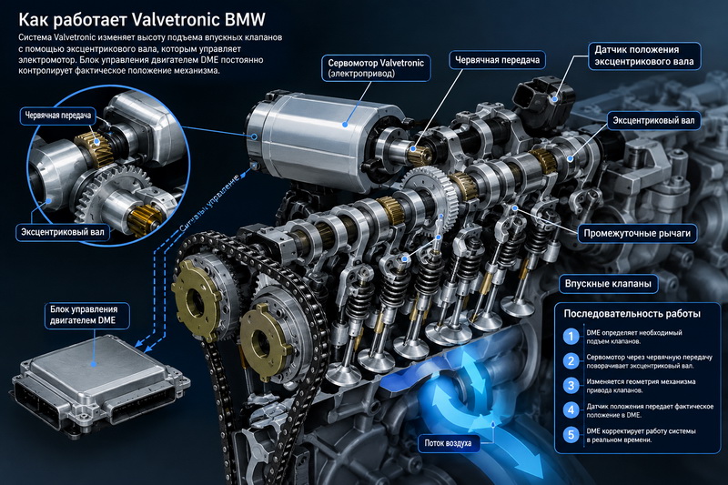 Система Valvetronic BMW. Основные детали и узлы системы Система Valvetronic BMW. Основные детали и узлы системы
